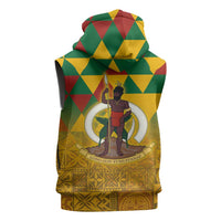Melanesian Vanuatu Sleeveless Hoodie With Tapa Tribal Pattern and Triangle Geometric Tricolor - Polynesian Pride