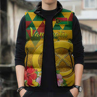 Melanesian Vanuatu Sleeveless Puffer Jacket With Tapa Tribal Pattern and Triangle Geometric Tricolor - Polynesian Pride