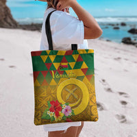 Melanesian Vanuatu Tote Bag With Tapa Tribal Pattern and Triangle Geometric Tricolor - Polynesian Pride