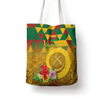 Melanesian Vanuatu Tote Bag With Tapa Tribal Pattern and Triangle Geometric Tricolor - Polynesian Pride