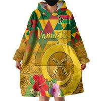 Melanesian Vanuatu Wearable Blanket Hoodie With Tapa Tribal Pattern and Triangle Geometric Tricolor - Polynesian Pride