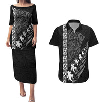 New Zealand Rugby Couples Matching Puletasi Dress and Hawaiian Shirt Haka Dance Tribal God Mask Maori Pattern LT03 Black - Polynesian Pride