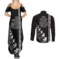 New Zealand Rugby Couples Matching Summer Maxi Dress and Long Sleeve Button Shirts Haka Dance Tribal God Mask Maori Pattern LT03 - Polynesian Pride