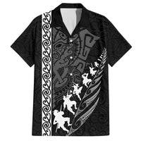 New Zealand Rugby Family Matching Puletasi Dress and Hawaiian Shirt Haka Dance Tribal God Mask Maori Pattern LT03 Dad's Shirt - Short Sleeve Black - Polynesian Pride