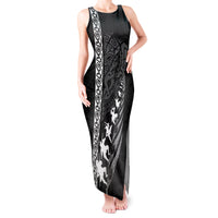 New Zealand Rugby Tank Maxi Dress Haka Dance Tribal God Mask Maori Pattern LT03 Women Black - Polynesian Pride