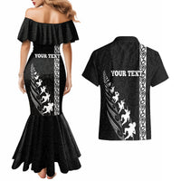 Custom New Zealand Rugby Couples Matching Mermaid Dress and Hawaiian Shirt Haka Dance Tribal God Mask Maori Pattern LT03 - Polynesian Pride