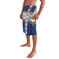 Merry Christmas Lavalava Funny Santa Claus Cards Photo and Polynesian Pattern Blue Color