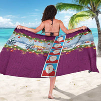 Merry Christmas Sarong Funny Santa Claus Cards Photo and Polynesian Pattern Pink Color