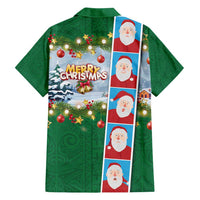 Merry Christmas Family Matching Long Sleeve Bodycon Dress and Hawaiian Shirt Funny Santa Claus Cards Photo and Polynesian Pattern Green Color LT03 - Polynesian Pride