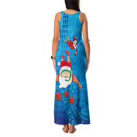 Hawaiian Santa Claus Snorkeling Family Matching Tank Maxi Dress and Hawaiian Shirt Kakau and Polynesian Pattern