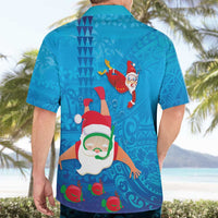 Hawaiian Santa Claus Snorkeling Hawaiian Shirt Kakau and Polynesian Pattern
