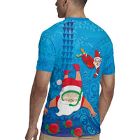 Hawaiian Santa Claus Snorkeling Rugby Jersey Kakau and Polynesian Pattern
