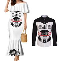 South Africa and New Zealand Couples Matching Mermaid Dress and Long Sleeve Button Shirt Champion History Go Final 2023 Vintage Style LT03 White - Polynesian Pride