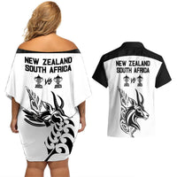 South Africa and New Zealand Couples Matching Off Shoulder Short Dress and Hawaiian Shirt Champion History Go Final 2023 Vintage Style LT03 - Polynesian Pride