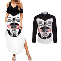 South Africa and New Zealand Couples Matching Summer Maxi Dress and Long Sleeve Button Shirt Champion History Go Final 2023 Vintage Style LT03 White - Polynesian Pride