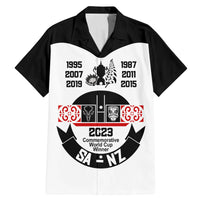 South Africa and New Zealand Family Matching Mermaid Dress and Hawaiian Shirt Champion History Go Final 2023 Vintage Style LT03 Dad's Shirt - Short Sleeve White - Polynesian Pride