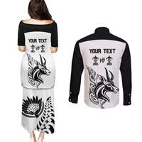 Personalised South Africa and New Zealand Couples Matching Puletasi Dress and Long Sleeve Button Shirt Champion History Go Final 2023 Vintage Style LT03 - Polynesian Pride