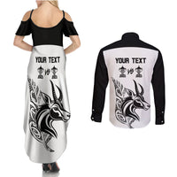 Personalised South Africa and New Zealand Couples Matching Summer Maxi Dress and Long Sleeve Button Shirt Champion History Go Final 2023 Vintage Style LT03 - Polynesian Pride