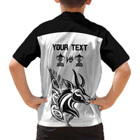 Personalised South Africa and New Zealand Family Matching Short Sleeve Bodycon Dress and Hawaiian Shirt Champion History Go Final 2023 Vintage Style LT03 - Polynesian Pride