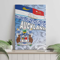 New Zealand Auckland Canvas Wall Art Auckland's Flag and Coat of Arms - Koru Art Maori Pattern LT03 - Polynesian Pride
