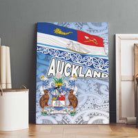 New Zealand Auckland Canvas Wall Art Auckland's Flag and Coat of Arms - Koru Art Maori Pattern LT03 - Polynesian Pride