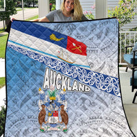 New Zealand Auckland Quilt Auckland's Flag and Coat of Arms - Koru Art Maori Pattern LT03 Light Blue - Polynesian Pride