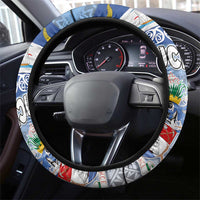 New Zealand Auckland Steering Wheel Cover Auckland's Flag and Coat of Arms - Koru Art Maori Pattern