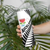 New Zealand Auckland Skinny Tumbler Auckland's Emblem and Silver Ferns - Maori Art Tattoo LT03 - Polynesian Pride