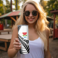 New Zealand Auckland Skinny Tumbler Auckland's Emblem and Silver Ferns - Maori Art Tattoo LT03 - Polynesian Pride