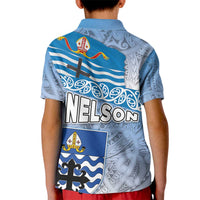 New Zealand Nelson Kid Polo Shirt Nelson's Flag and Seal - Maori Art Tattoo