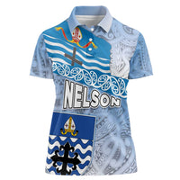 New Zealand Nelson Women Polo Shirt Nelson's Flag and Seal - Maori Art Tattoo