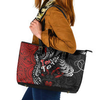 Aotearoa Toitu Te Tiriti Leather Tote Bag New Zealand Honour the Treaty - Te Tiriti Is Us LT03 Red - Polynesian Pride