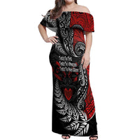 Aotearoa Toitu Te Tiriti Off Shoulder Maxi Dress New Zealand Honour the Treaty - Te Tiriti Is Us LT03 Women Red - Polynesian Pride