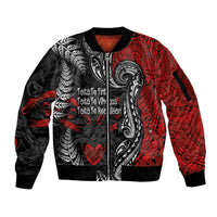 Aotearoa Toitu Te Tiriti Sleeve Zip Bomber Jacket New Zealand Honour the Treaty - Te Tiriti Is Us LT03 Unisex Red - Polynesian Pride