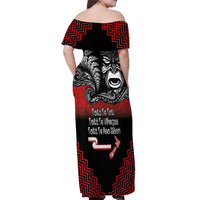 Aotearoa Toitu Te Tiriti Off Shoulder Maxi Dress New Zealand Honour the Treaty - Fight Together LT03 - Polynesian Pride