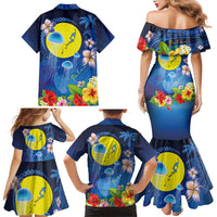 Palau Jellyfish Family Matching Mermaid Dress and Hawaiian Shirt Ocean Heritage Tropical Plants - Polynesian Pride