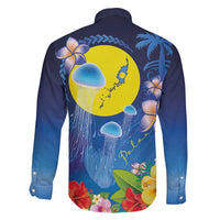 Palau Jellyfish Family Matching Off Shoulder Maxi Dress and Hawaiian Shirt Ocean Heritage Tropical Plants LT03 - Polynesian Pride