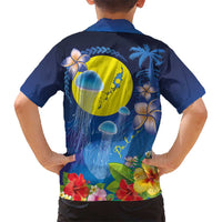 Palau Jellyfish Family Matching Off Shoulder Short Dress and Hawaiian Shirt Ocean Heritage Tropical Plants LT03 - Polynesian Pride