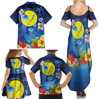 Palau Jellyfish Family Matching Summer Maxi Dress and Hawaiian Shirt Ocean Heritage Tropical Plants LT03 - Polynesian Pride