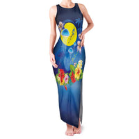 Palau Jellyfish Family Matching Tank Maxi Dress and Hawaiian Shirt Ocean Heritage Tropical Plants - Polynesian Pride