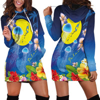 Palau Jellyfish Hoodie Dress Ocean Heritage Tropical Plants - Polynesian Pride