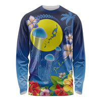 Palau Jellyfish Long Sleeve Shirt Ocean Heritage Tropical Plants - Polynesian Pride