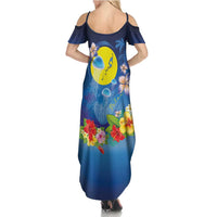 Palau Jellyfish Summer Maxi Dress Ocean Heritage Tropical Plants - Polynesian Pride