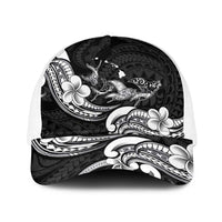 Hawaiian Manta Rays Baseball Net Cap Tribal Hibiscus Polynesian Tattoos Black Color - Polynesian Pride