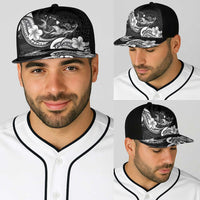Hawaiian Manta Rays Baseball Net Cap Tribal Hibiscus Polynesian Tattoos Black Color - Polynesian Pride