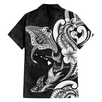 Hawaiian Manta Rays Family Matching Summer Maxi Dress and Hawaiian Shirt Tribal Hibiscus Polynesian Tattoos Black Color LT03 - Polynesian Pride
