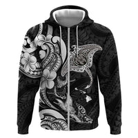 Hawaiian Manta Rays Hoodie Tribal Hibiscus Polynesian Tattoos Black Color - Polynesian Pride