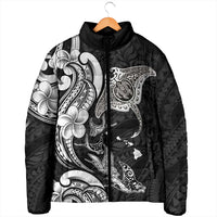 Hawaiian Manta Rays Padded Jacket Tribal Hibiscus Polynesian Tattoos Black Color - Polynesian Pride