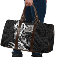 Hawaiian Manta Rays Travel Bag Tribal Hibiscus Polynesian Tattoos Black Color - Polynesian Pride