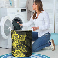 Hawaiian Manta Rays Laundry Basket Tribal Hibiscus Polynesian Tattoos Yellow Color - Polynesian Pride